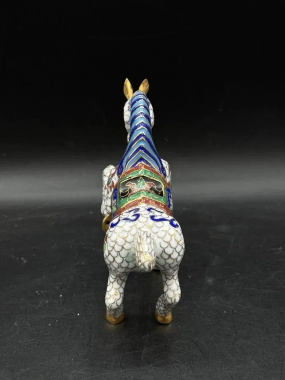 Traditional Brass Enamel Cloisonne Horse Figurine Multicolor